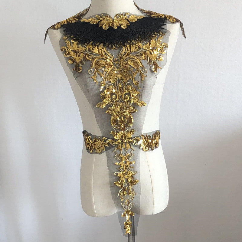 Pailletten Blumen Gaze Stickerei Applikation – Bild 5 | LuxeStyle