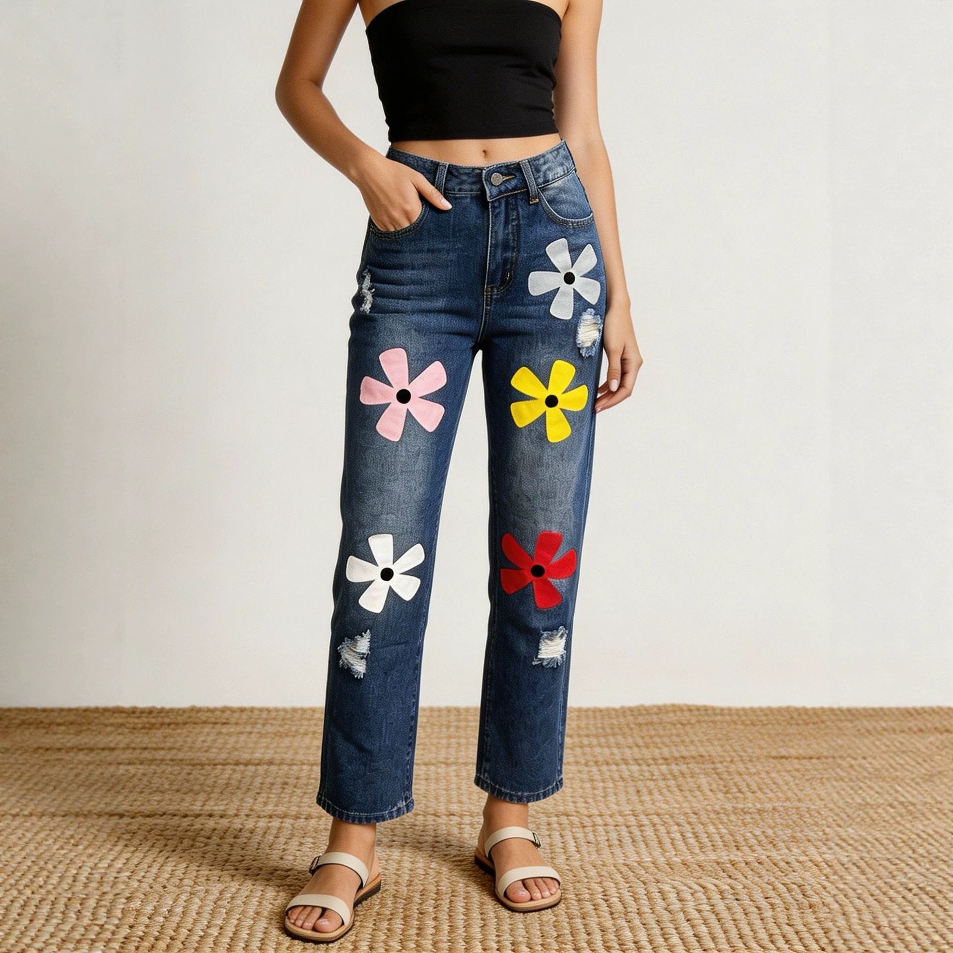 Damen Jeans mit Dopamin-Print
