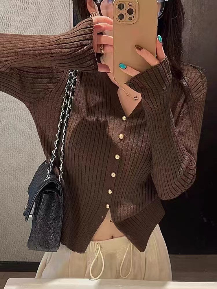 Strick-Cardigan mit Knopfleiste