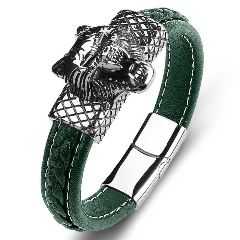 Tiger-Leopard Armband aus Edelstahl und Leder – Bild 10 | LuxeStyle