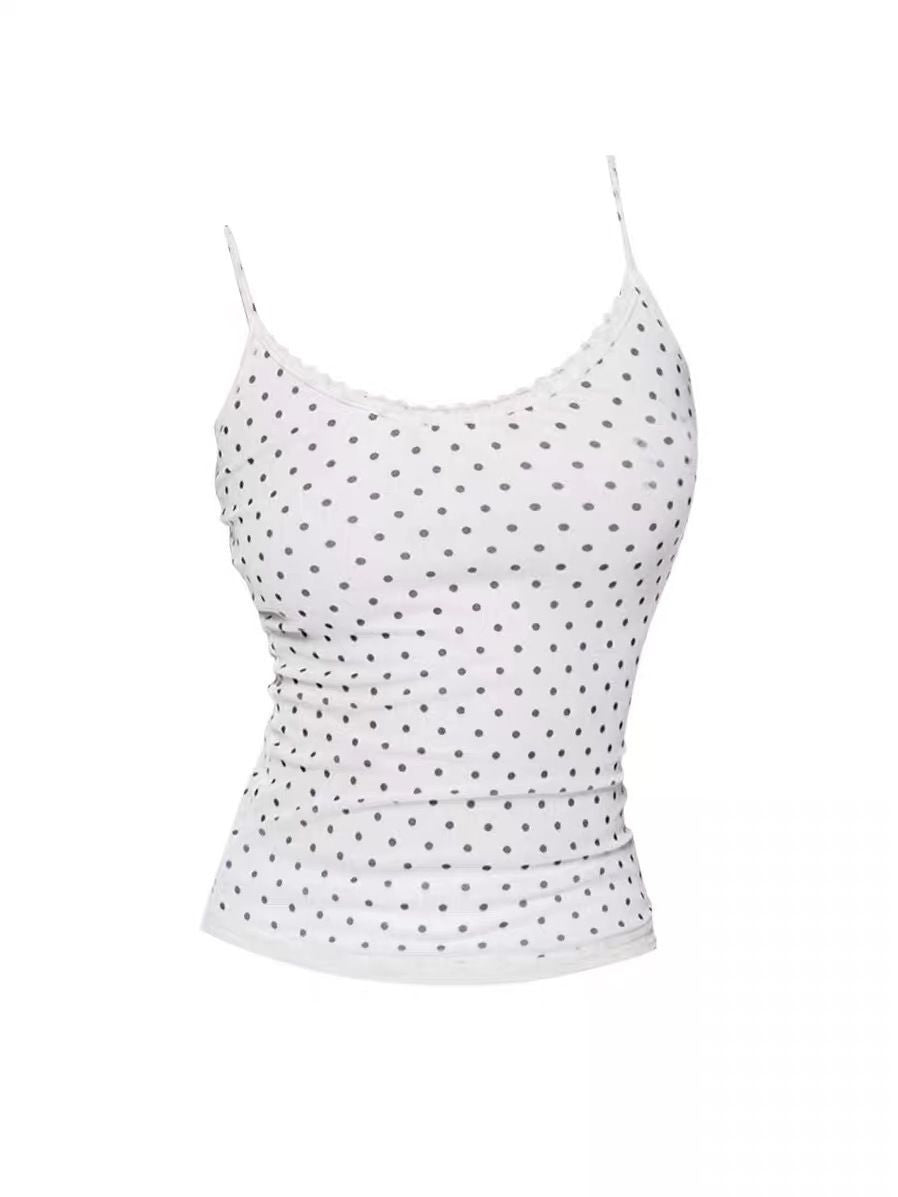 Designer-Stil Polka-Dot Spitze Camisole – Ansicht 7