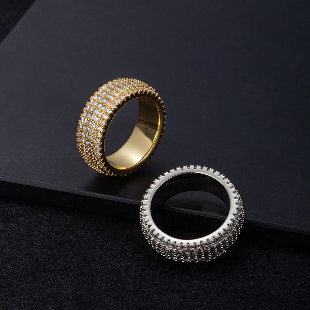Hip-Hop Ring mit fünf Reihen Zirkonia | LuxeStyle