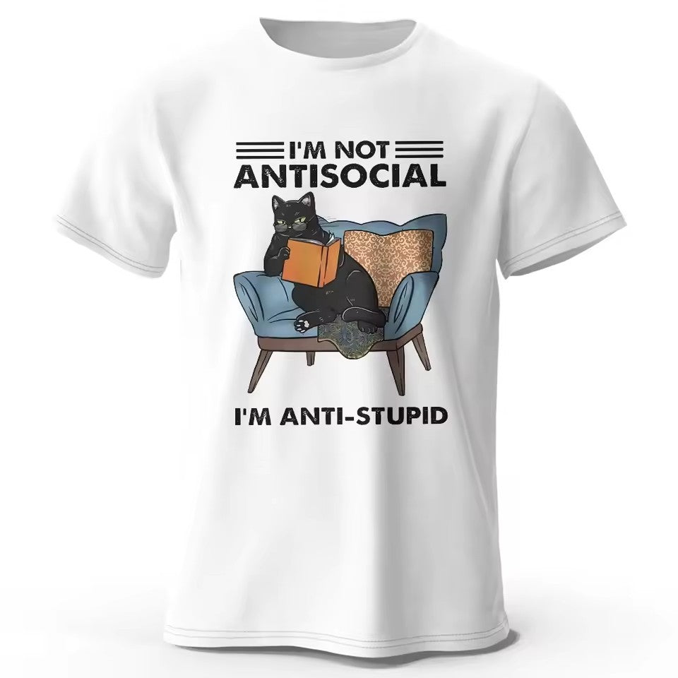 Kurzarm-Shirt mit trendigem Katzenprint