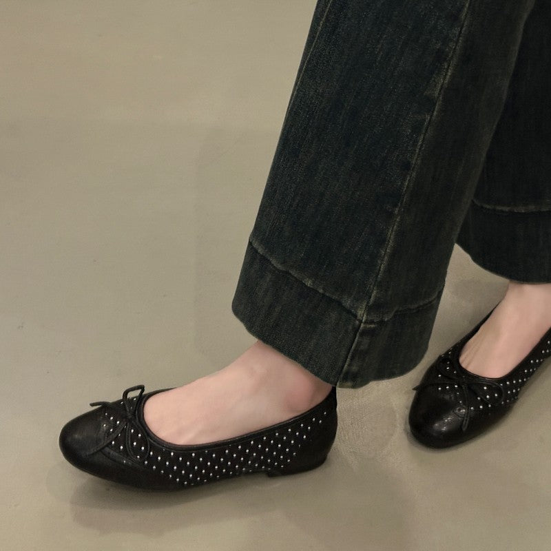 2026 Elegant Soft-Sole Ballerinas mit Polka-Dot-Bow