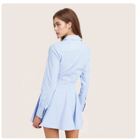 Gestreiftes Hemdkleid mit A-Linie