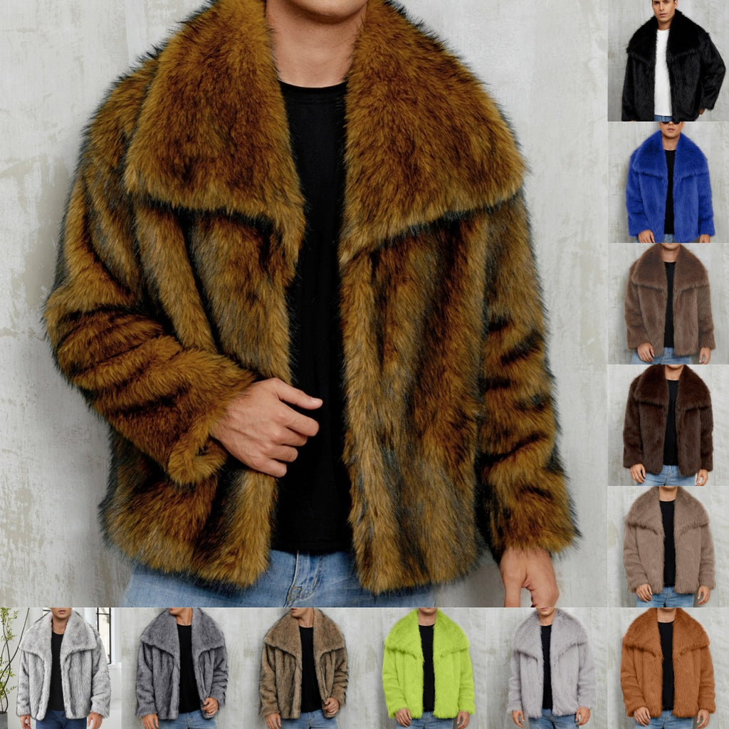 Herren-Jacke aus Kunstfell mit Reverskragen