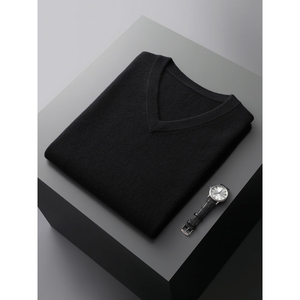 V-Ausschnitt Strickpullover aus Wolle