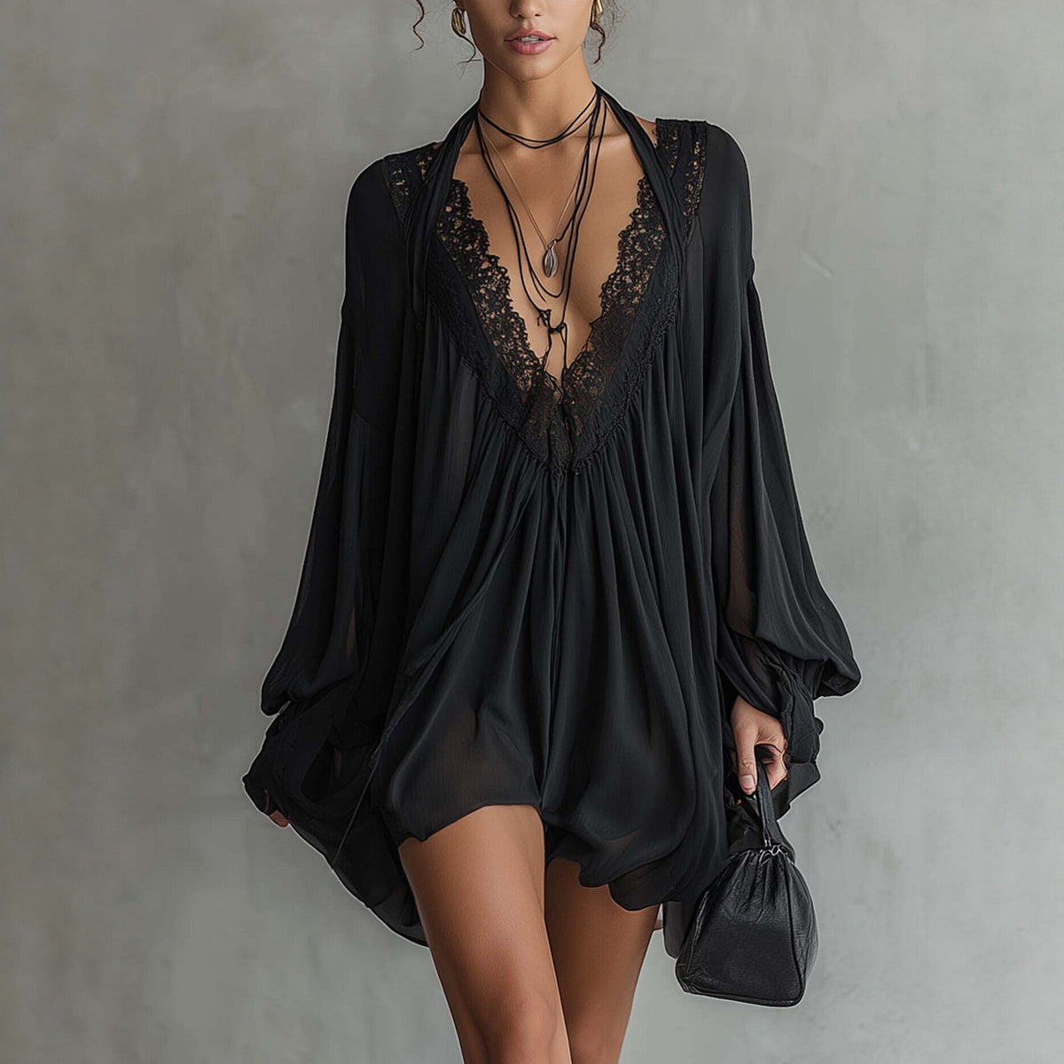 Kurzes Halterneck-Kleid mit Spitze – Bild 6 | LuxeStyle