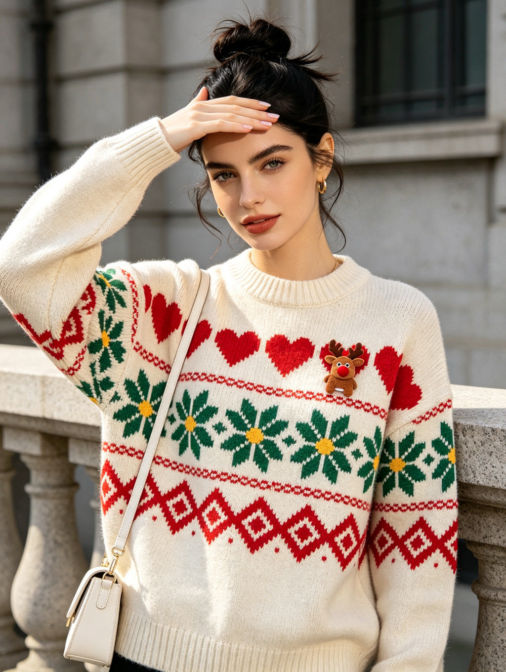 Retro Strickpullover mit Rundhals