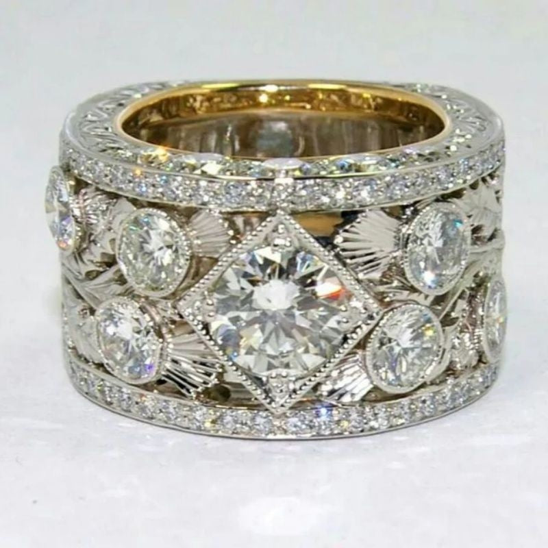 Moissanit-Ring mit breitem Band – Bild 4 | LuxeStyle
