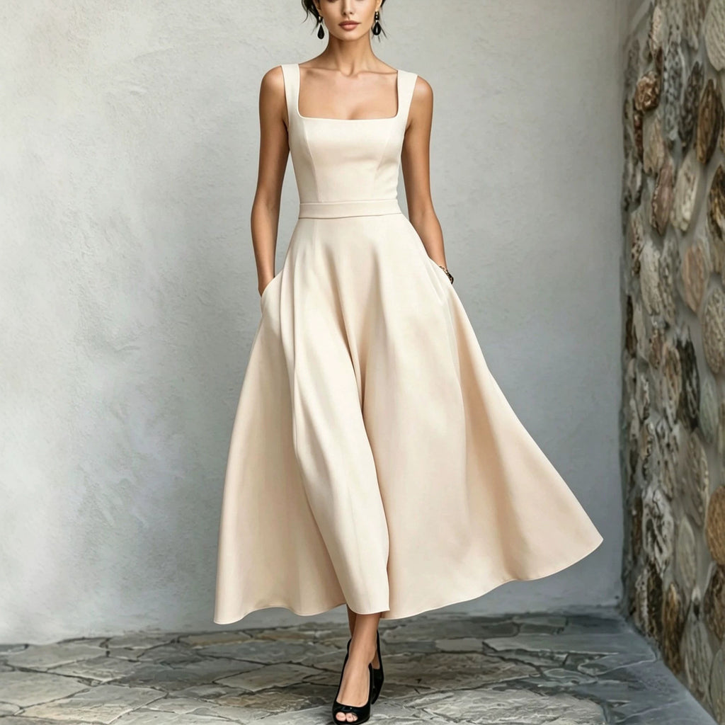 Damen-V-Ausschnitt-Maxi in A-Linie