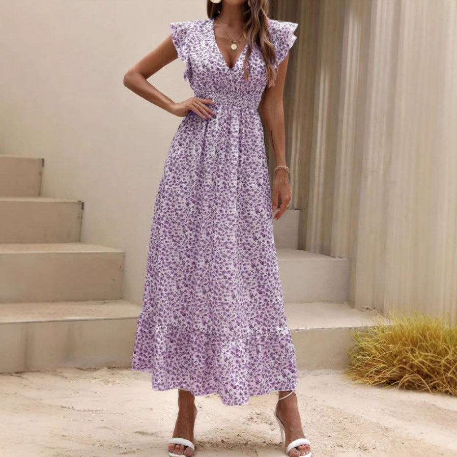 Midi-Kleid mit asymmetrischem Blumenprint – Bild 5 | LuxeStyle