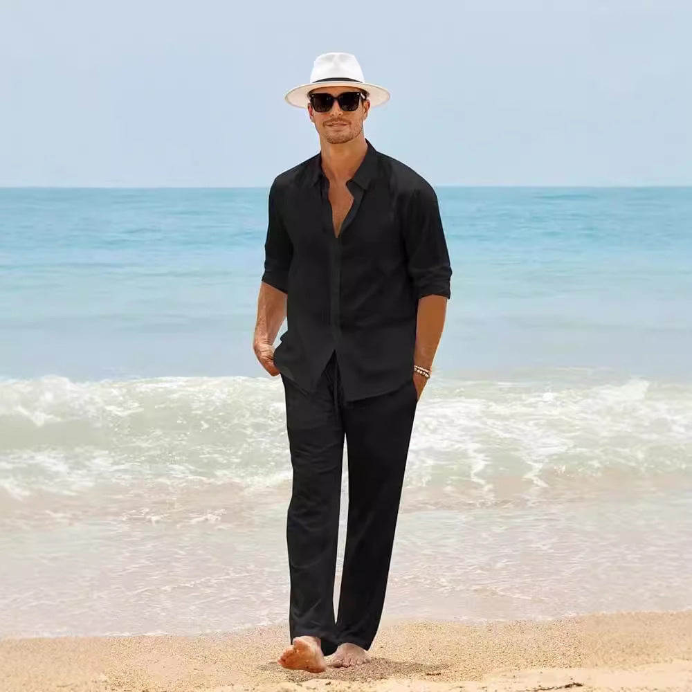 Herren Freizeit-Set Langarmshirt und Hose – Bild 3 | LuxeStyle