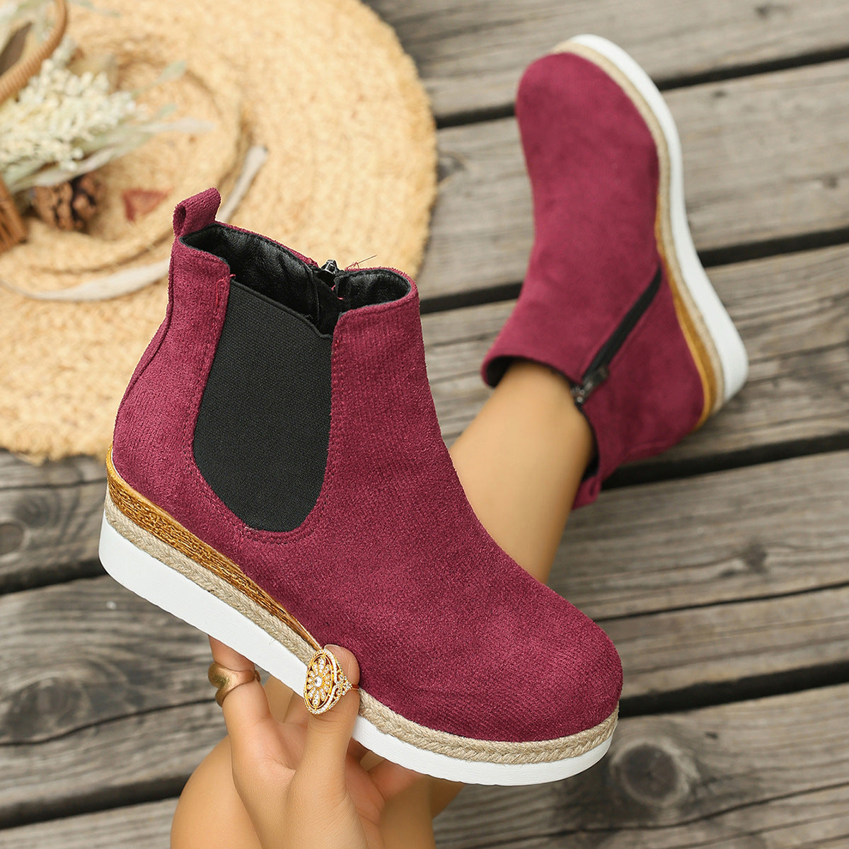Mid-Calf Wedge Stiefeletten – Bild 7 | LuxeStyle