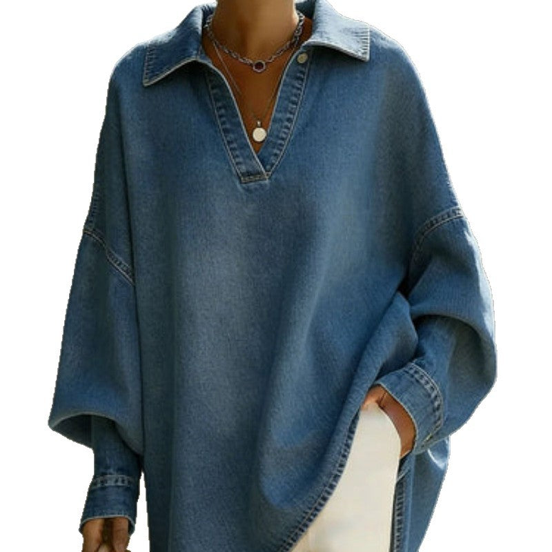 Lockere Damen-Denimbluse