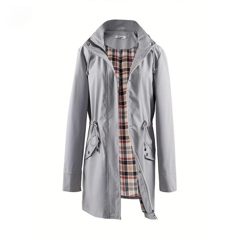 Checkierter Trenchcoat mit wasserabweisender Fütterung – Bild 9 | LuxeStyle