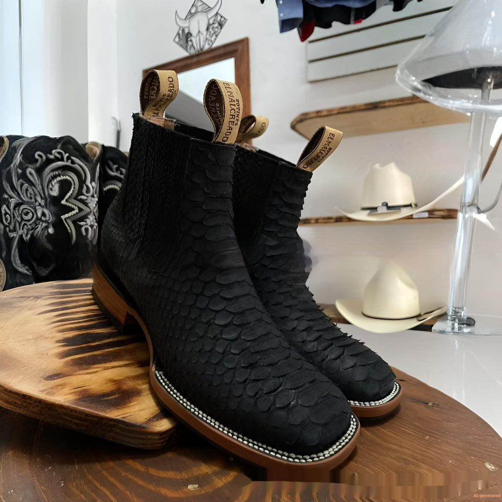 Retro-Herren-Stiefeletten mit Streifenmuster