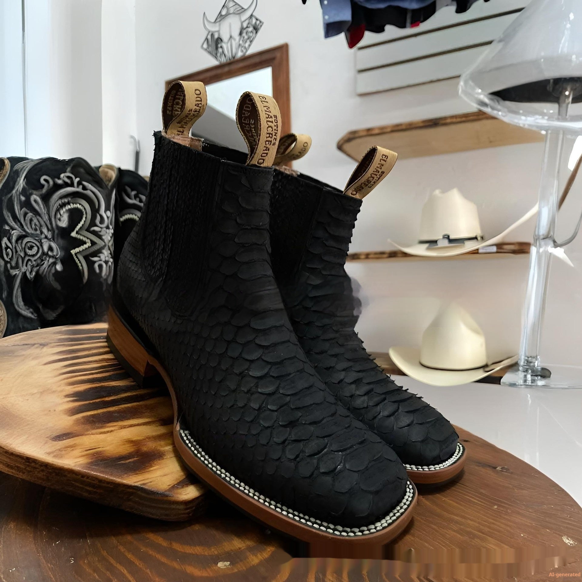Retro-Herren-Stiefeletten mit Streifenmuster
