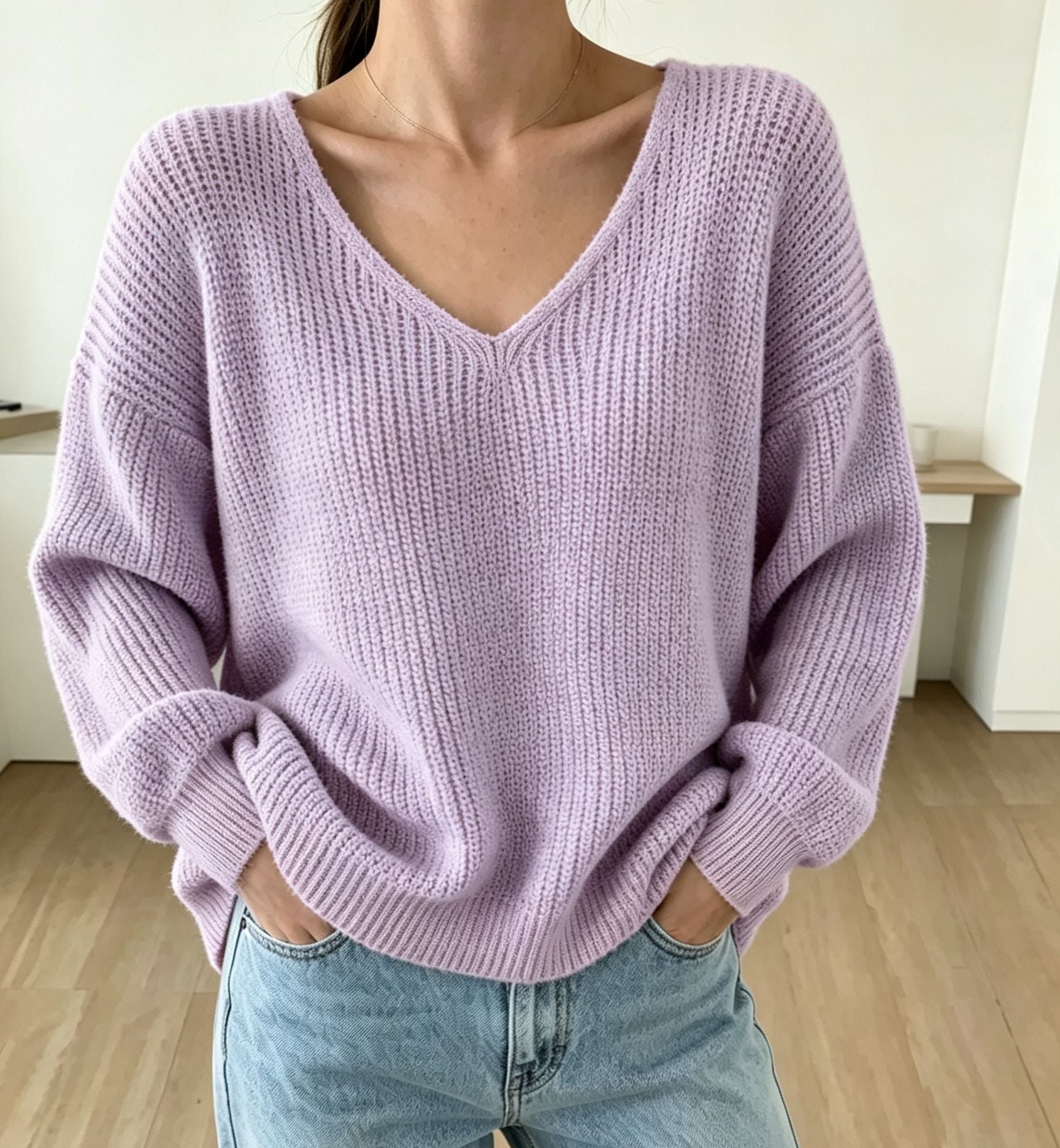 V-Neck Pullover Sweater für Damen