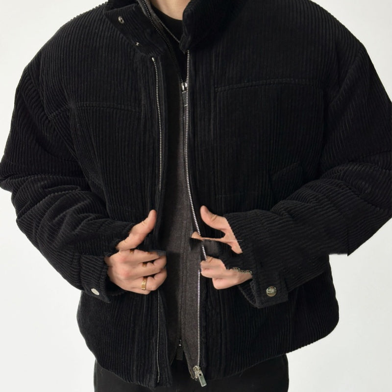 Cord-Steppjacke mit halbem Stehkragen | LuxeStyle