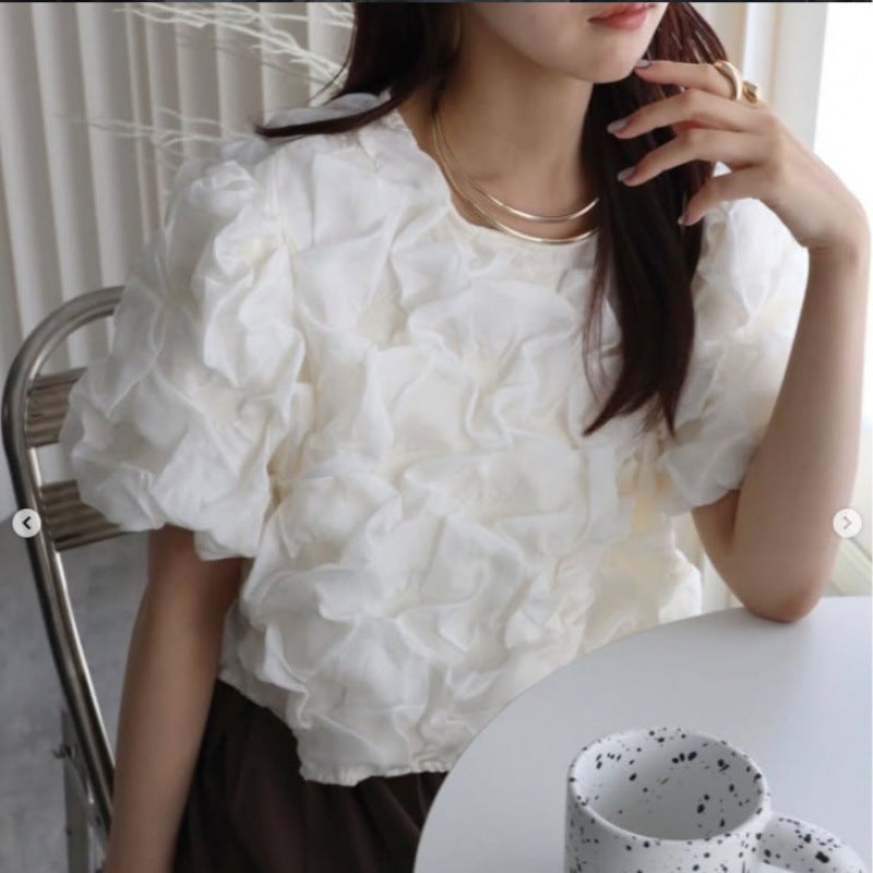 Elegante Bluse mit Puffärmeln und Raffung