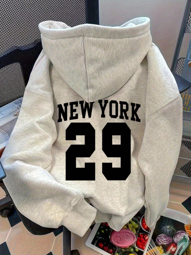 Cartoon Print Loose Hoodie für Damen