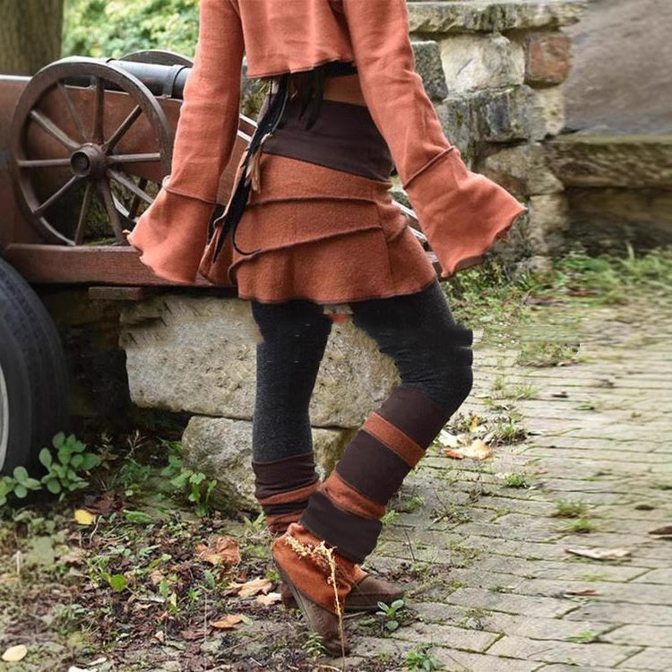 Patchwork Leggings mit Kontrastfarben
