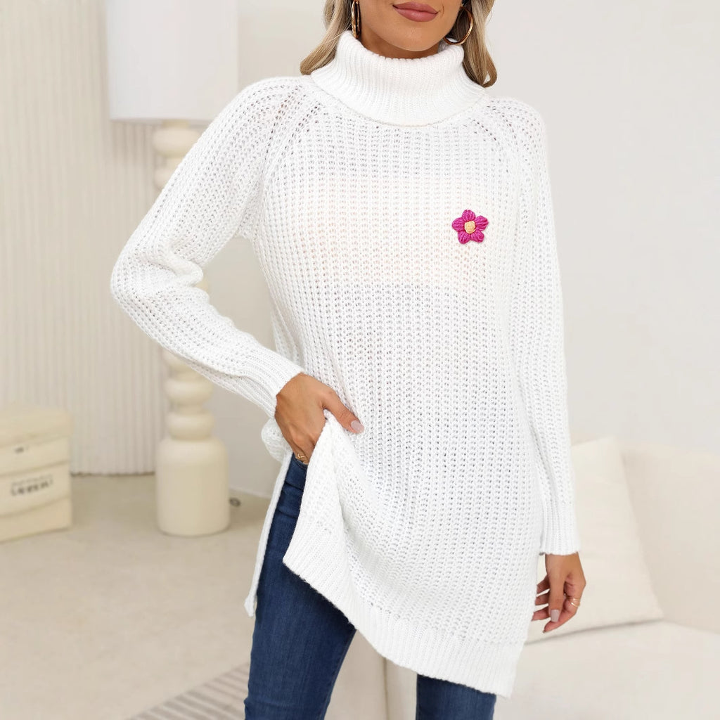 Damen Herbst/Winter Strickkleid mit Schlitz