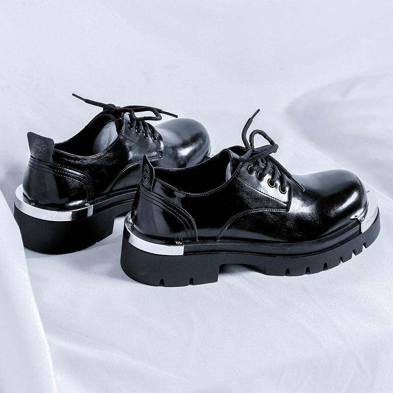 Erhöhende Leder-Schuhe für Herren mit dicker Sohle