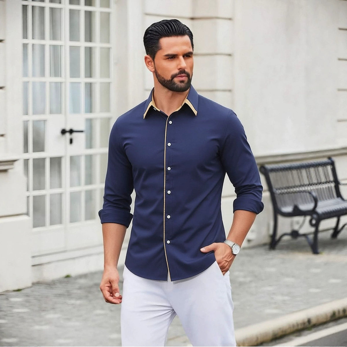 Dünnes Langarmshirt für Herren – Bild 11 | LuxeStyle