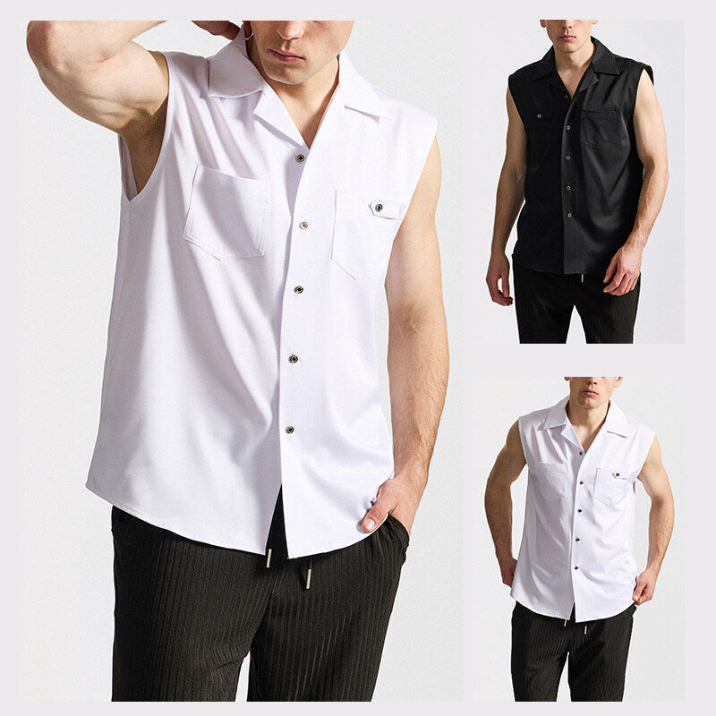 Herren Ärmelloses Revers-Shirt – Bild 3 | LuxeStyle