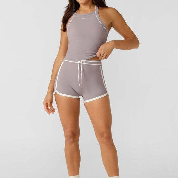 High-Waist Yoga Shorts mit Farbblock