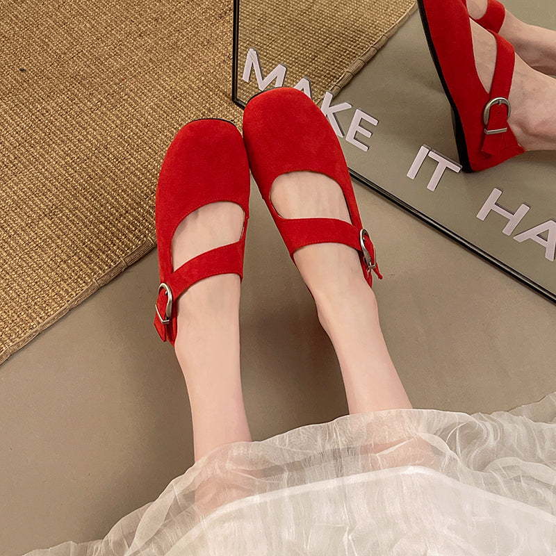 Ballet Flats Mary Jane Wildleder