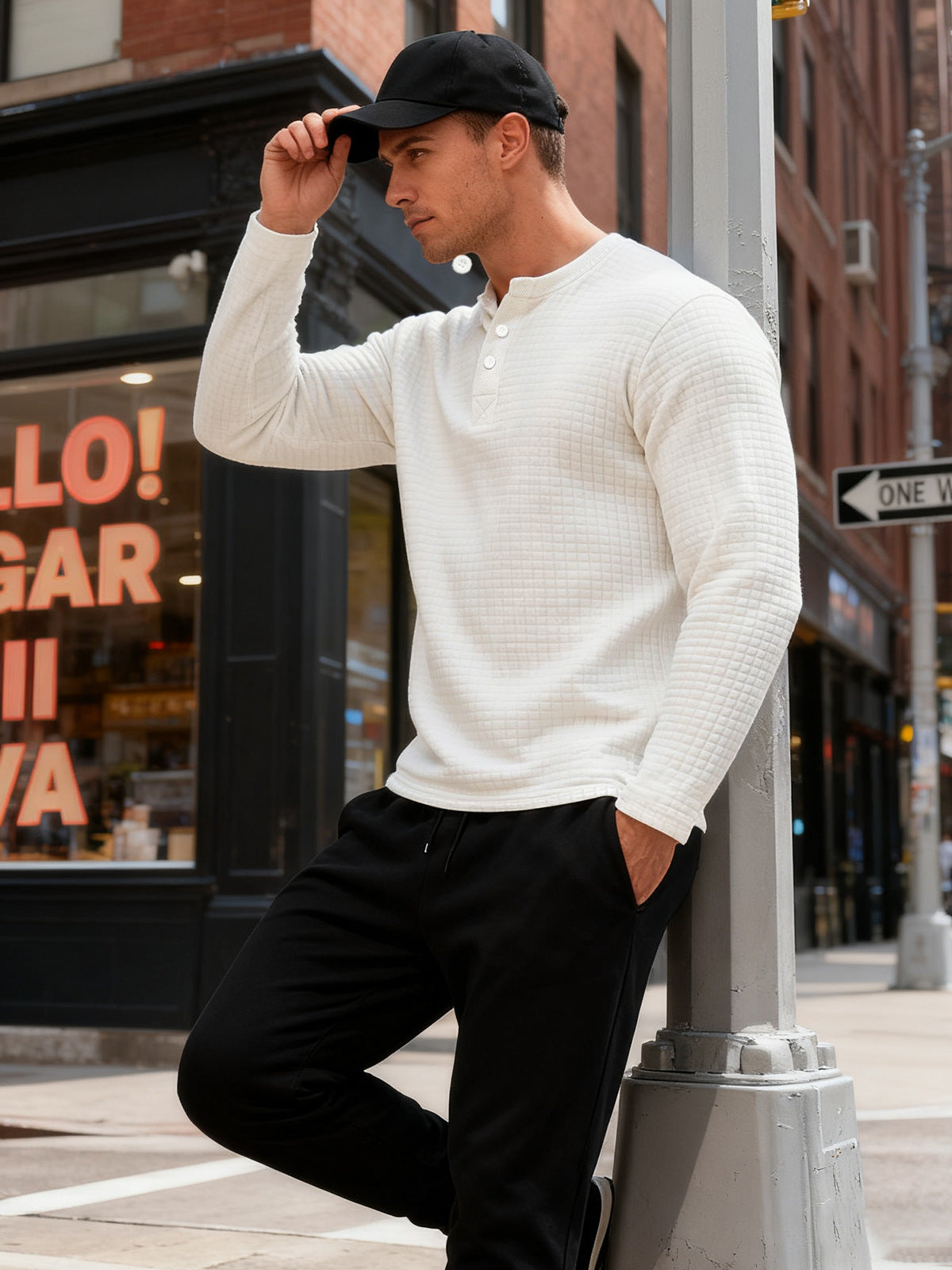 Herren Langarm-Sweatshirt mit Jacquard-Muster