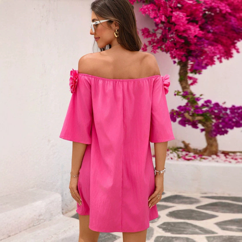 Blumenkleid schulterfrei mit 3/4-Ärmeln – Bild 6 | LuxeStyle