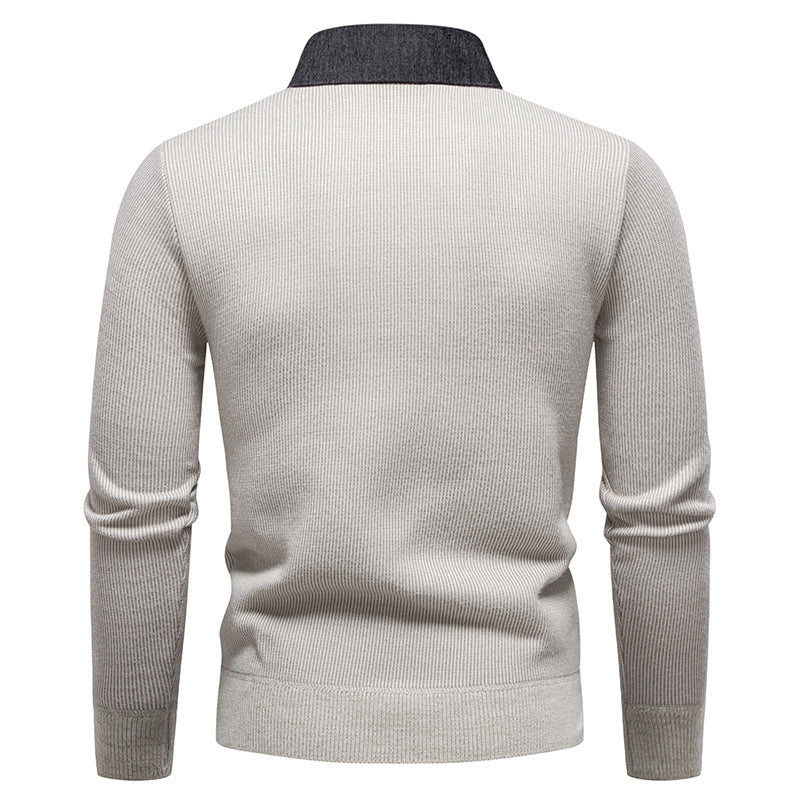 Herren 2-in-1 Strickpullover mit Hemdkragen