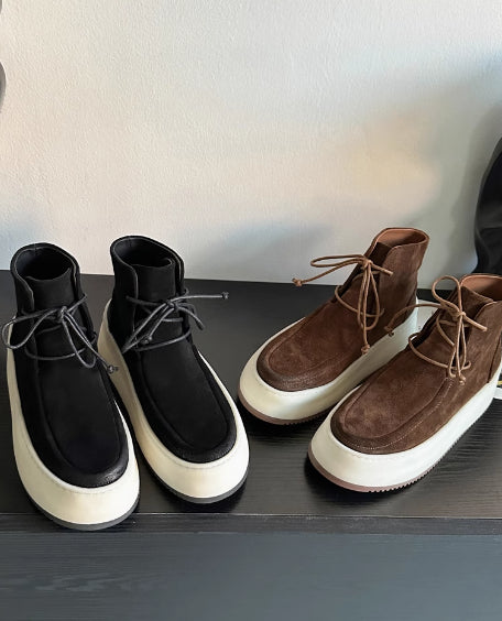 Herren-Stiefeletten mit Schnürung und dicker Sohle | LuxeStyle