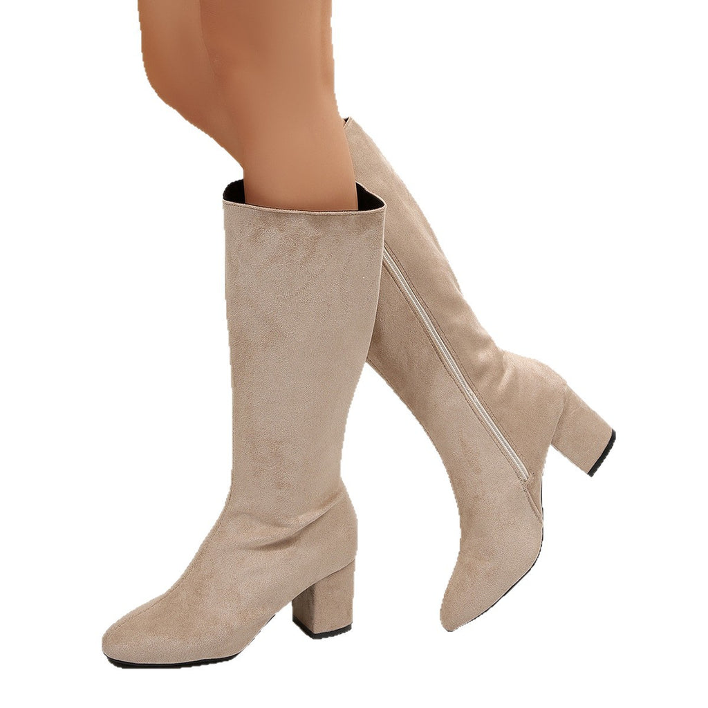 Overknee-Stiefel mit Chunky-Heel aus Wildleder