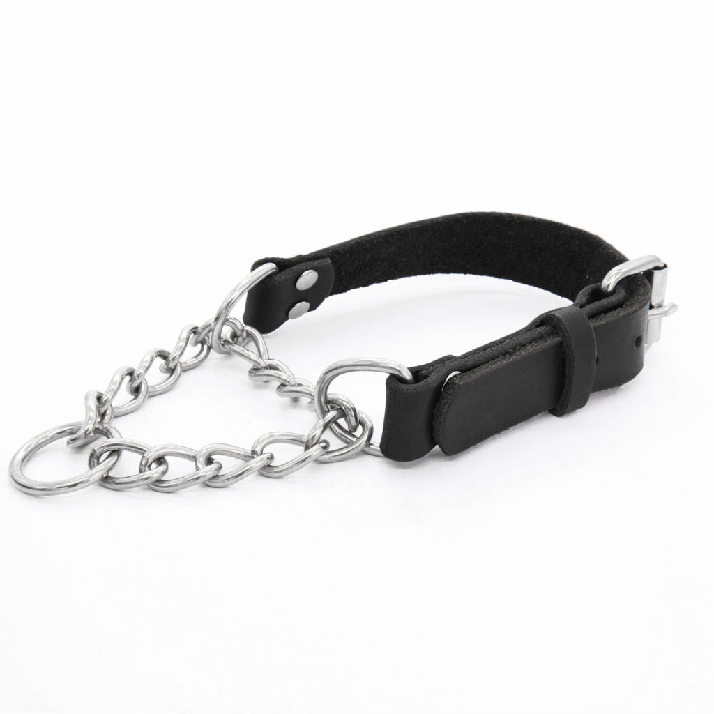 Halblederhalsband mit Edelstahl-Kette – Bild 1 | LuxeStyle