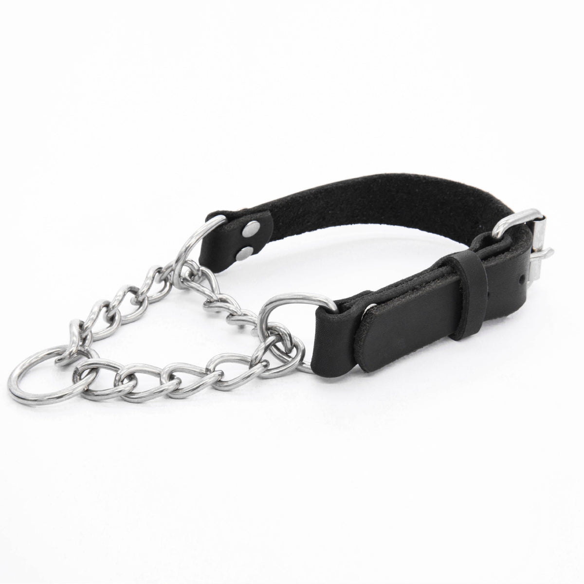 Halblederhalsband mit Edelstahl-Kette – Bild 1 | LuxeStyle