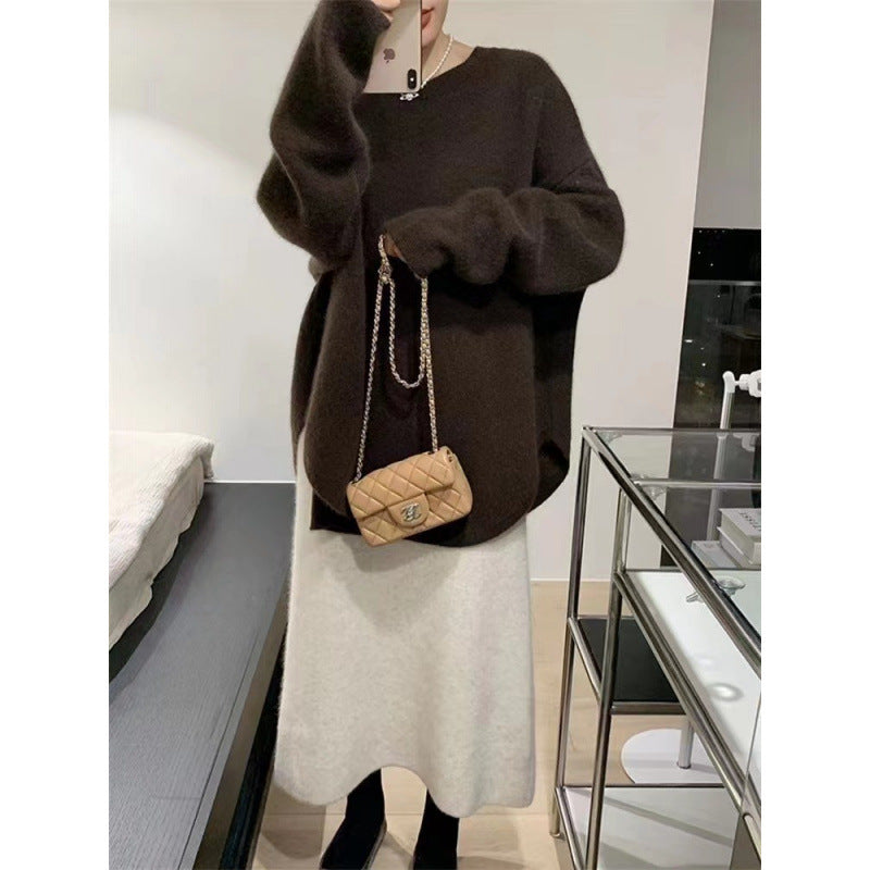 Mid-length Loose Fit Damen Pullover