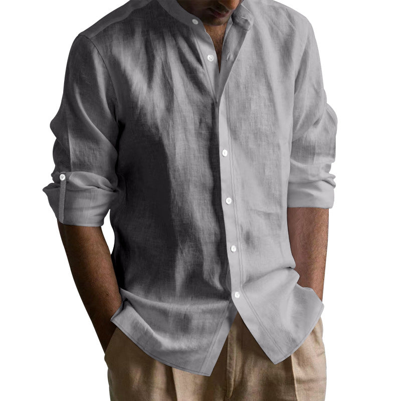 Herren-Mandarin-Kragen Langarmshirt