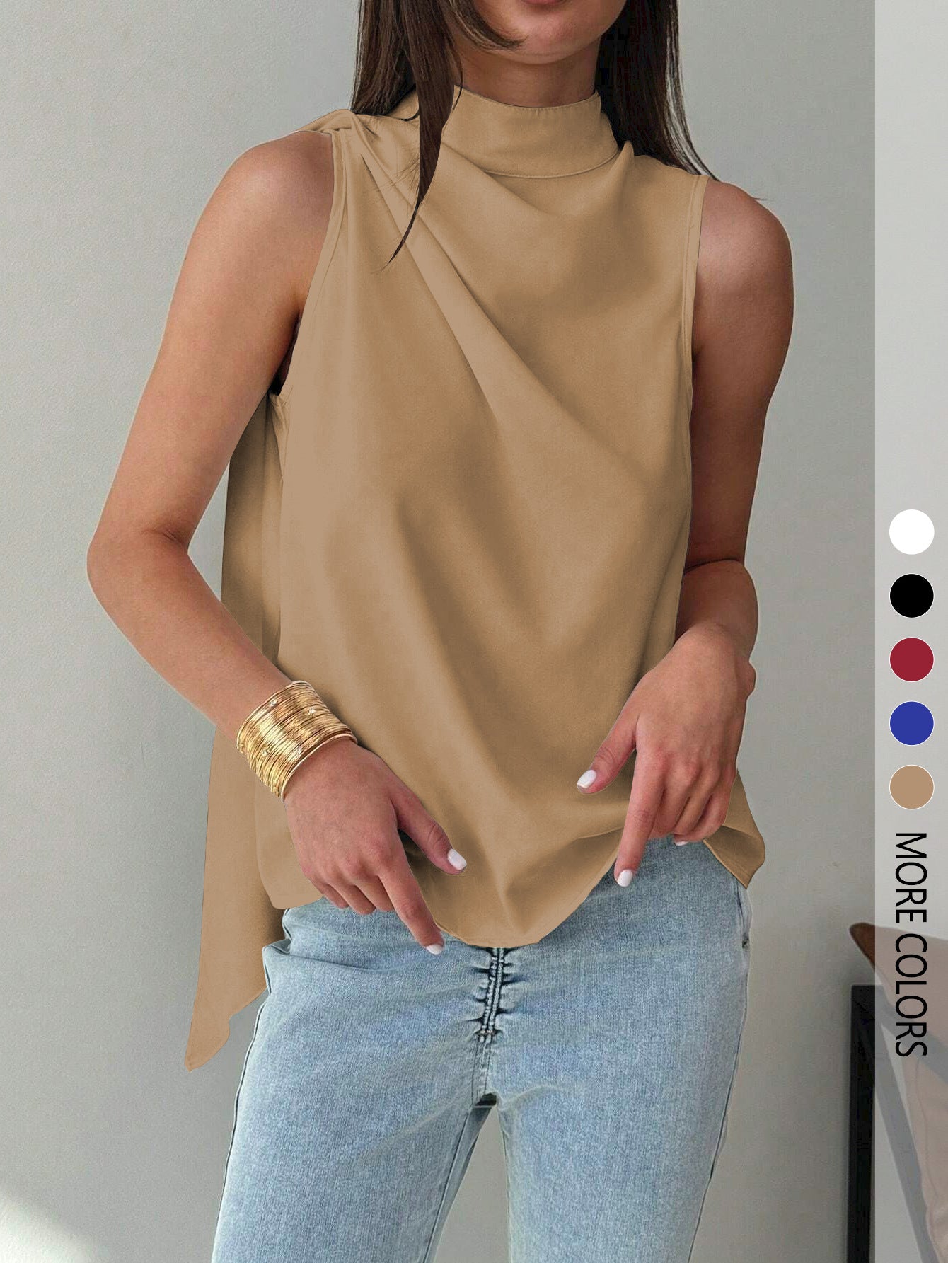 Ärmelloses Rollkragen-Shirt mit Band