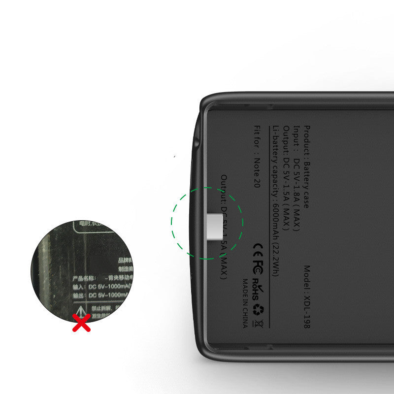Powerbank mit externem Akku für Samsung Note20