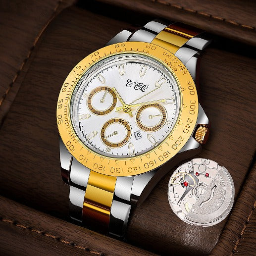 Goldfarbene Stahlarmbanduhr