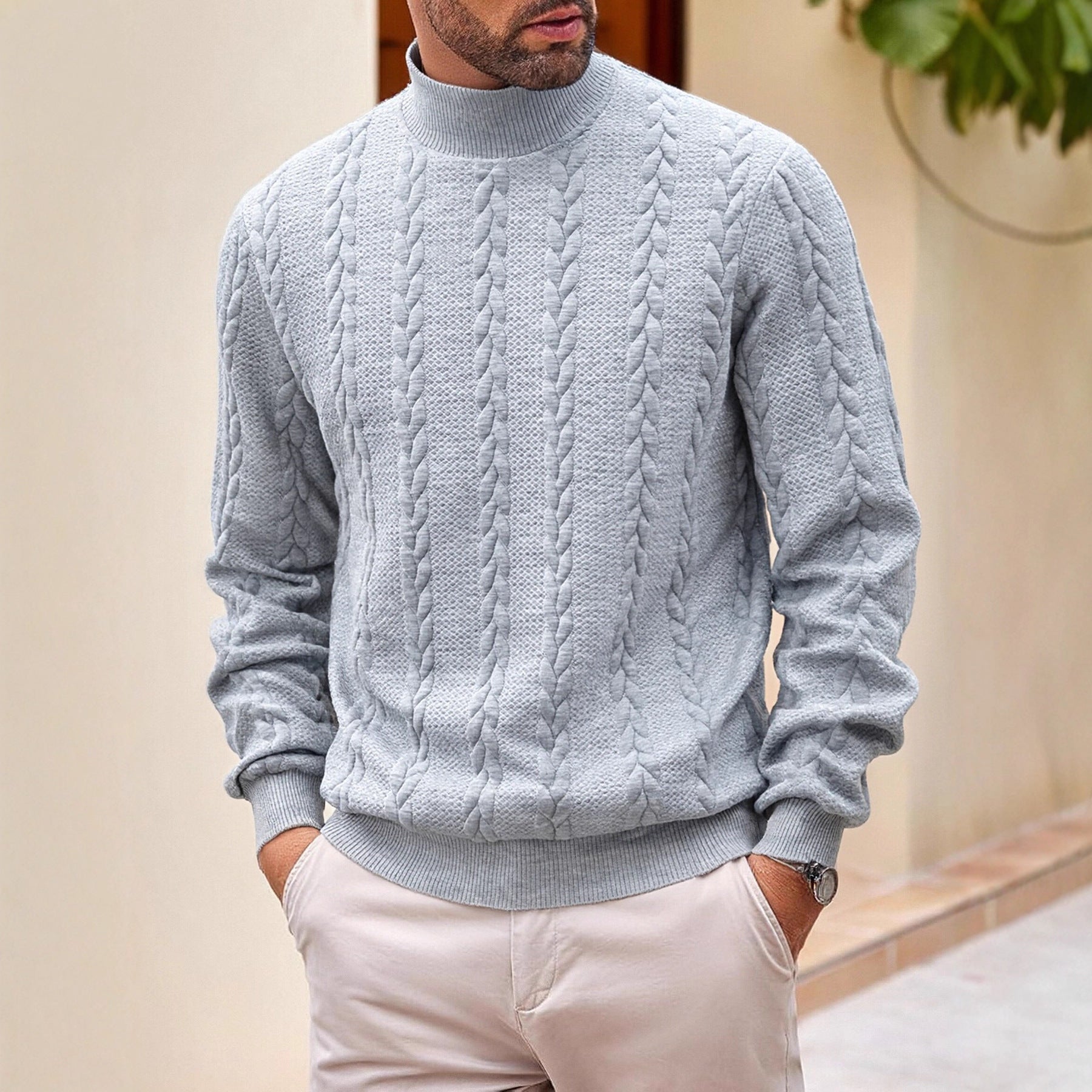 Herren Jacquard Rollkragenpullover