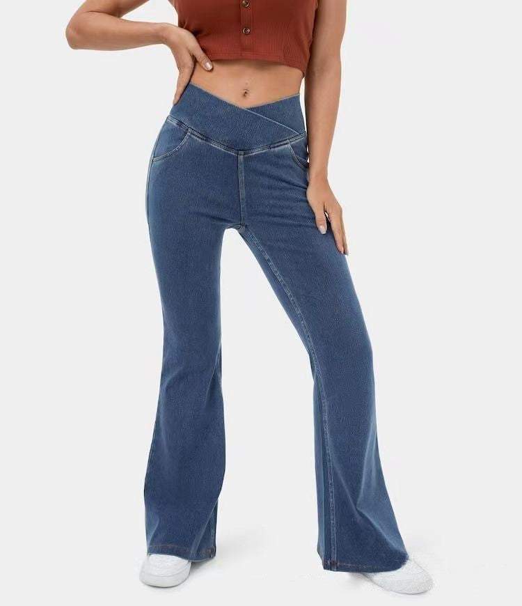 Slim-Fit Flared Crossover Jeans