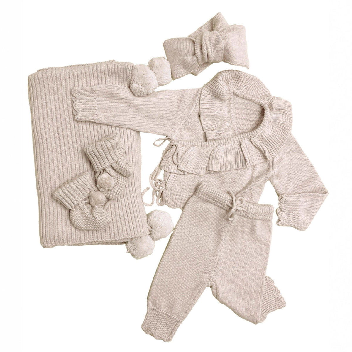 Baby Strick-Set mit Hose und Haarband · 3 Stück | LuxeStyle