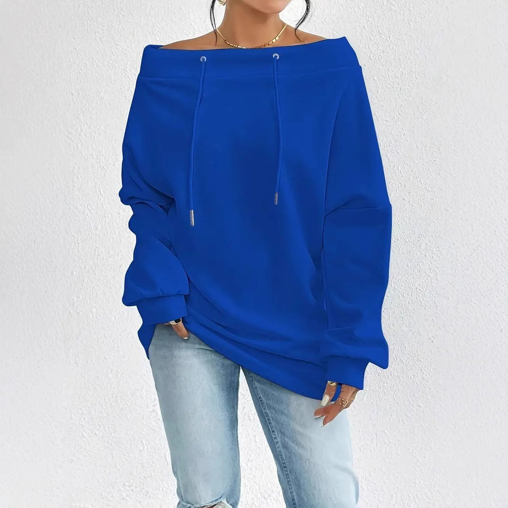 Off-Shoulder Sweatshirt mit Tunnelzug