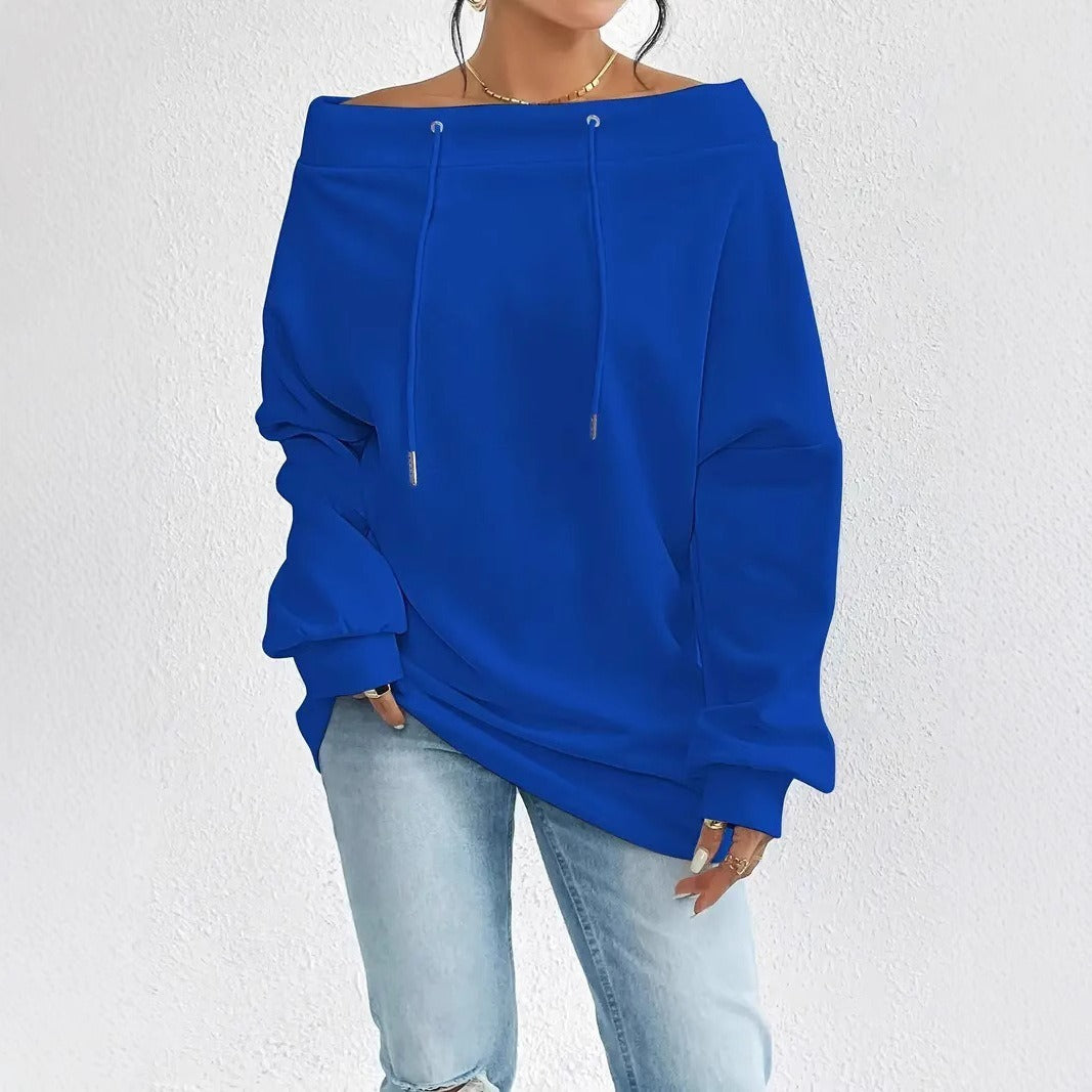 Off-Shoulder Sweatshirt mit Tunnelzug